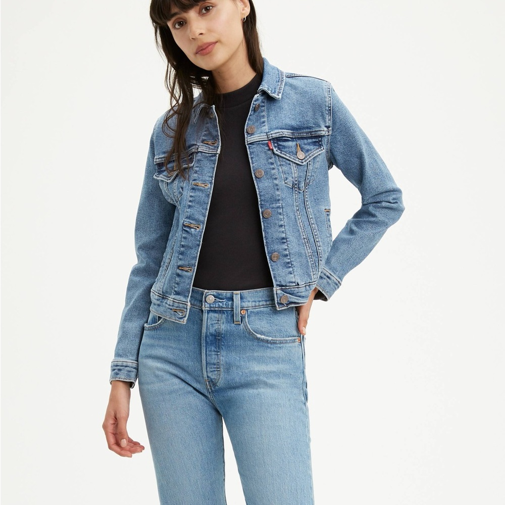 Levi's Premium Original Trucker Denim Jacket Sz S Medium Wash